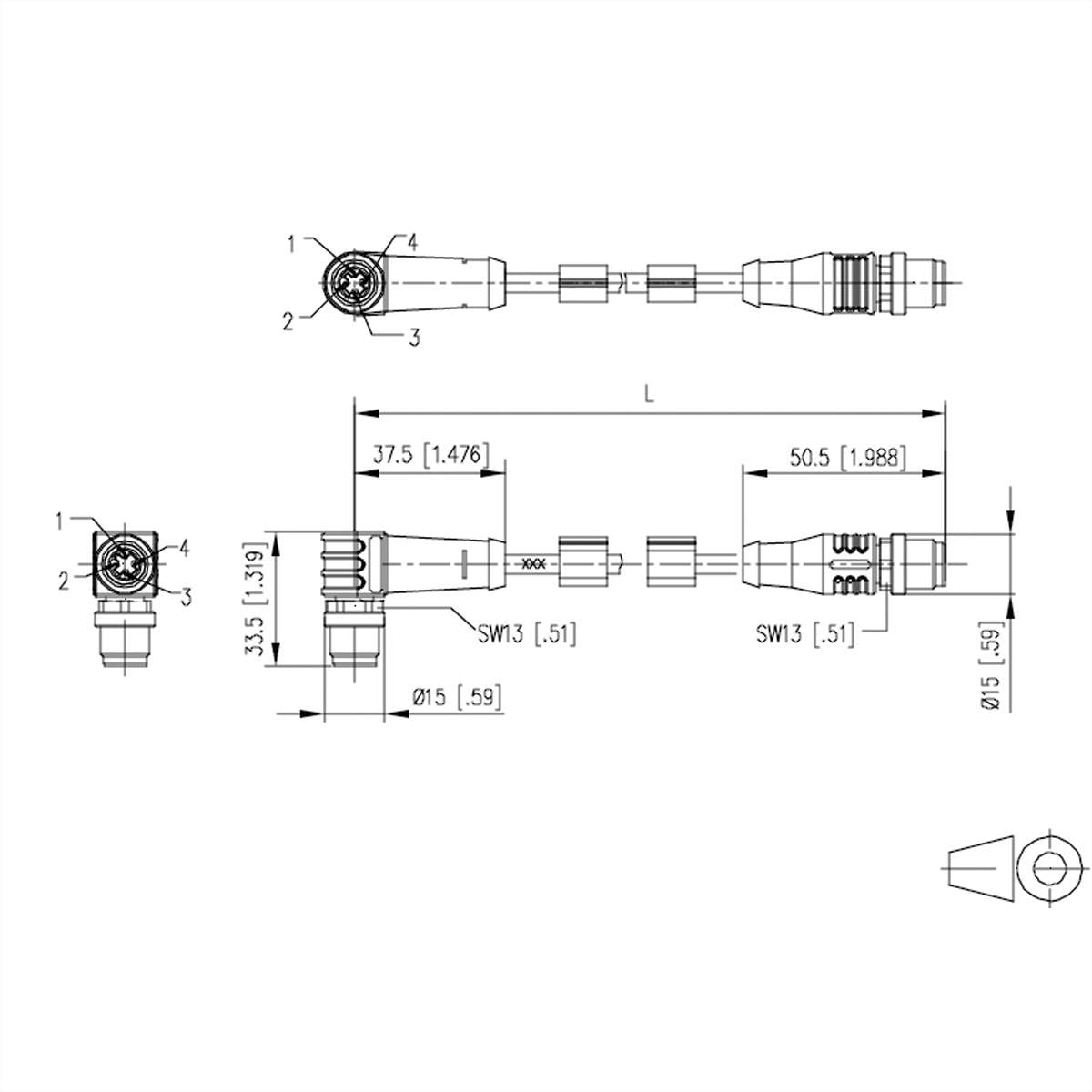 Metz Connect 142M1D19020 M12 Patchkabel CAT 5e SF/FTP 2.00 m Grün PUR-Mantel, Säurebeständig, Ozonbeständig, UV-Beständi-4