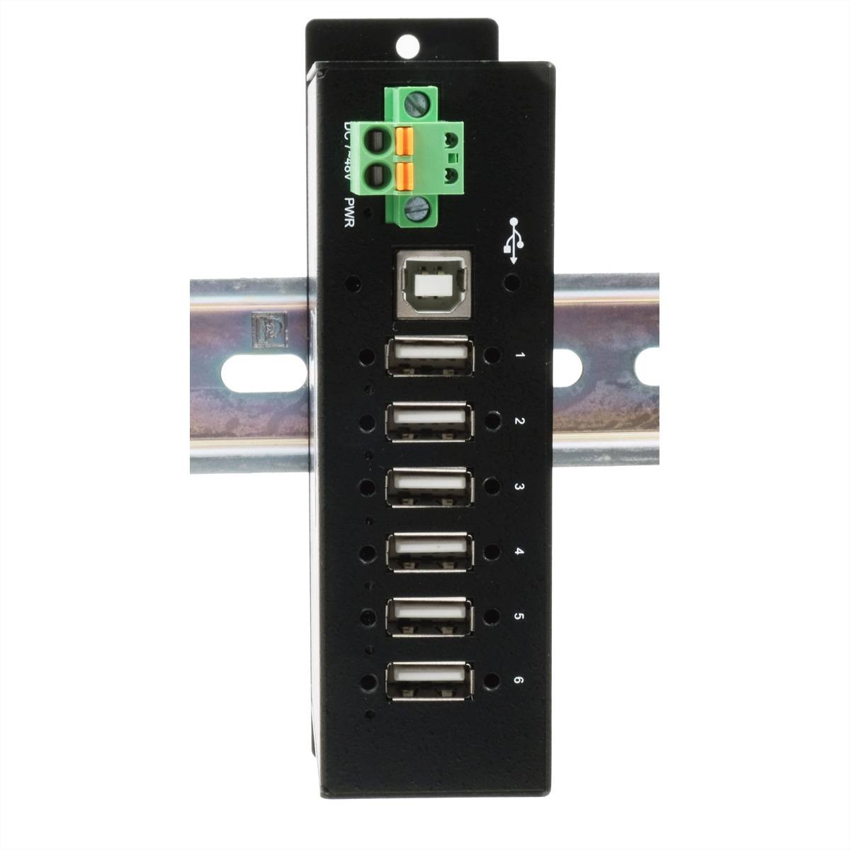 EXSYS EX-1596HMVS 6 Port USB 2.0 Metall HUB mit 15KV ESD Überspannungs-Schutz (Din-Rail)-2