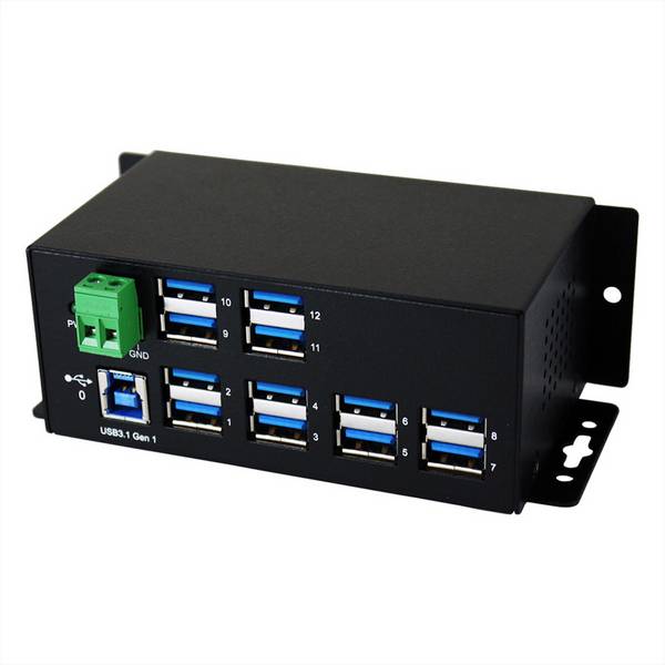 EXSYS EX-1112HMS 12 Port USB 3.2 Gen1 HUB 15KV ESD Surge Protection Metallgehäuse