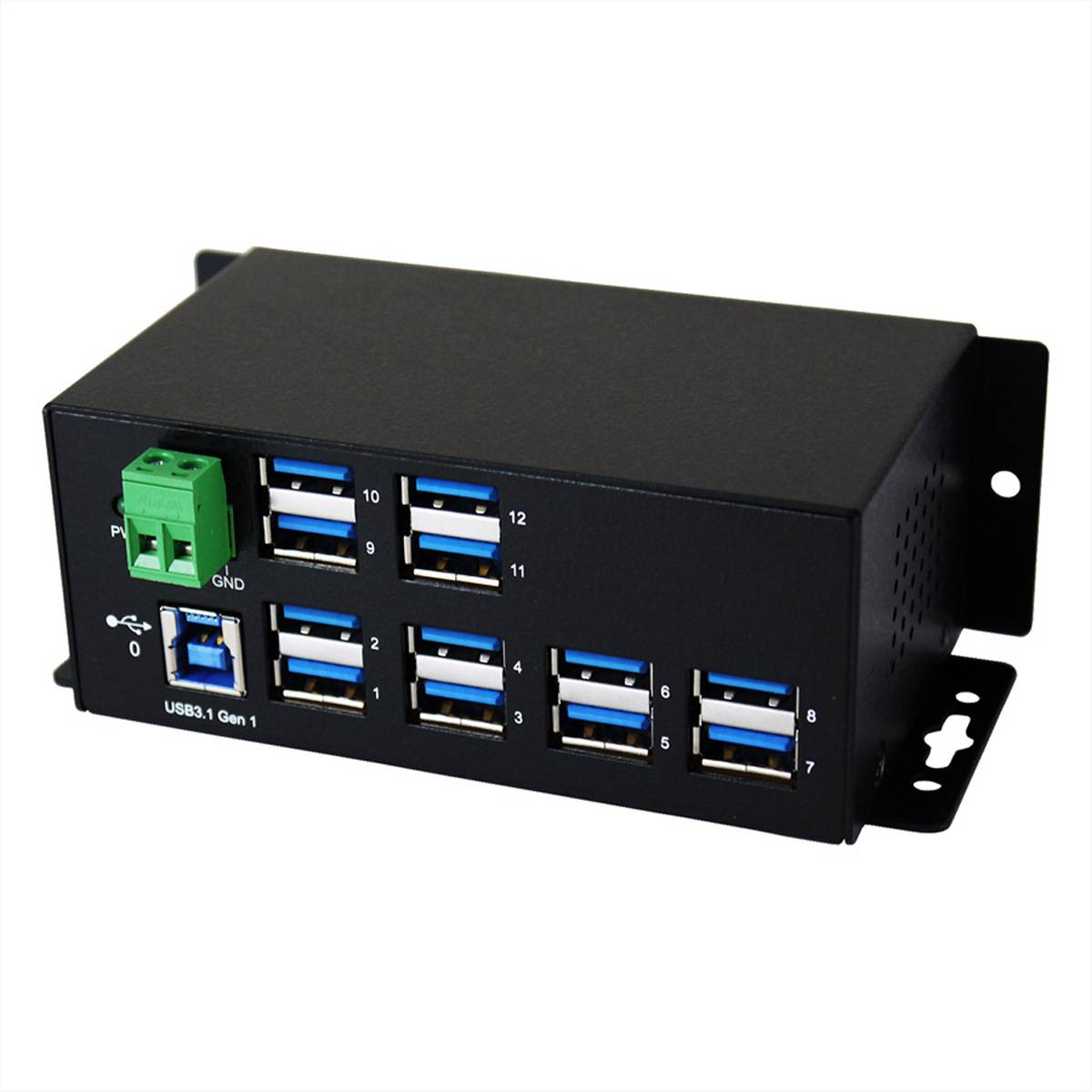 EXSYS EX-1112HMS 12 Port USB 3.2 Gen1 HUB 15KV ESD Surge Protection Metallgehäuse-0