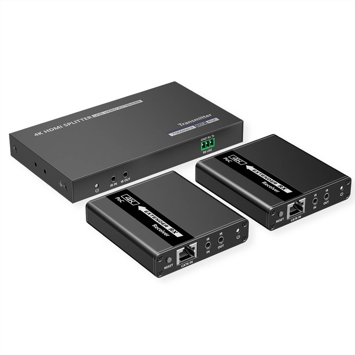 VALUE HDMI Splitter 3fach, mit Verlängerung (2x) über TP, bis 40 m-4