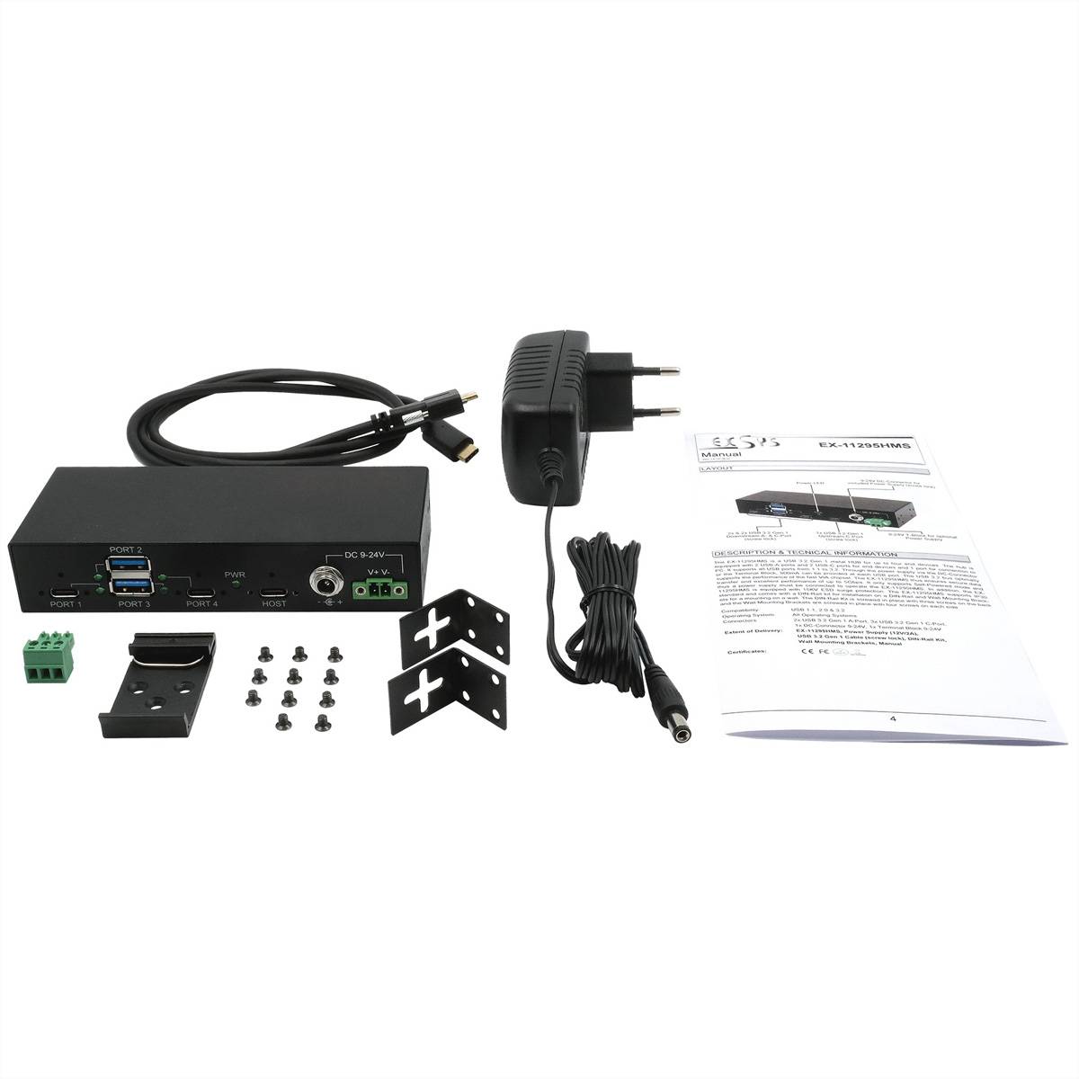 EXSYS EX-11295HMS 4 Port USB 3.2 Gen 2 HUB 2x C und 2x A-Ports-4