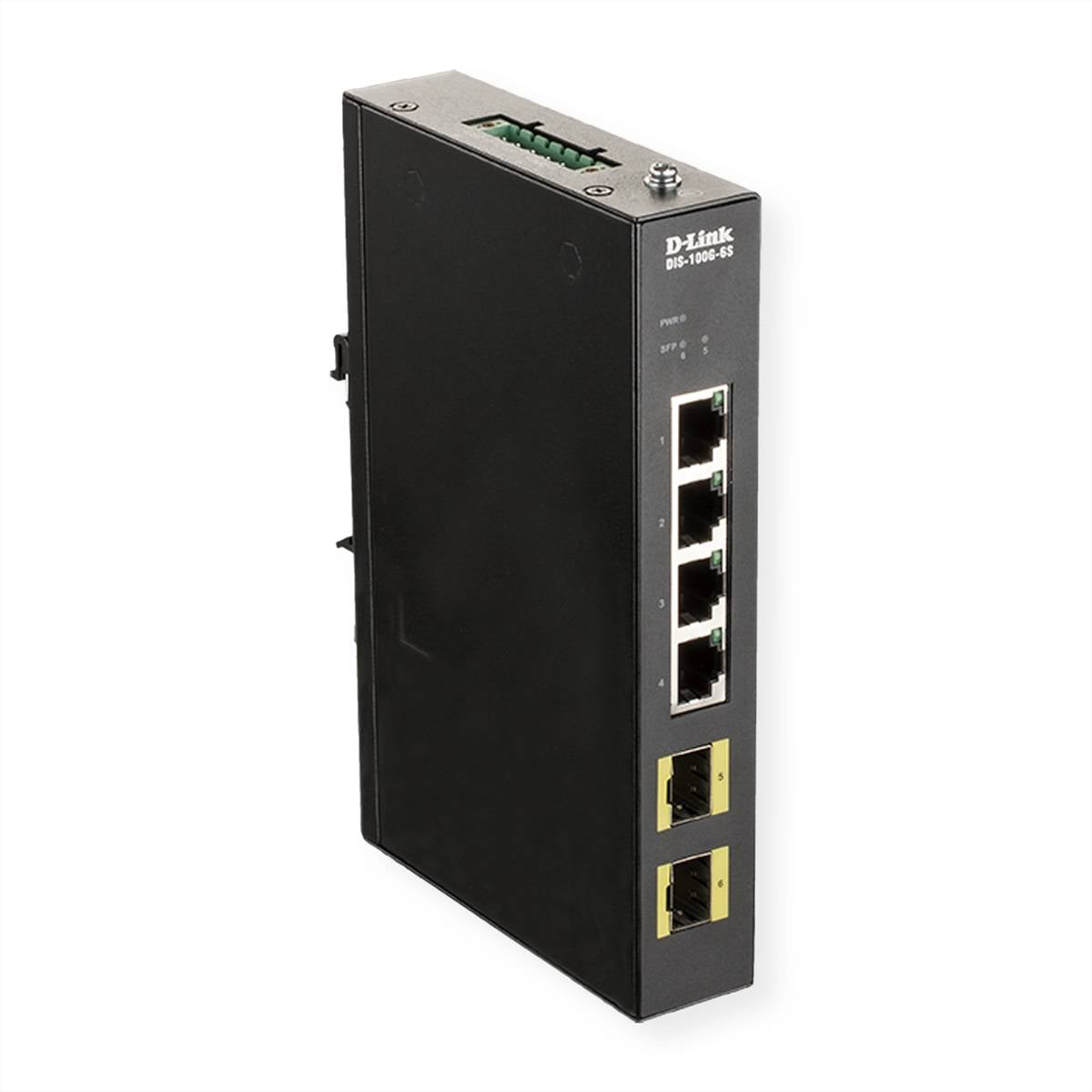 D-Link DIS-100G-6S Gigabit Switch Industrial 4Port RJ45 2x 100/1000M SFP-0