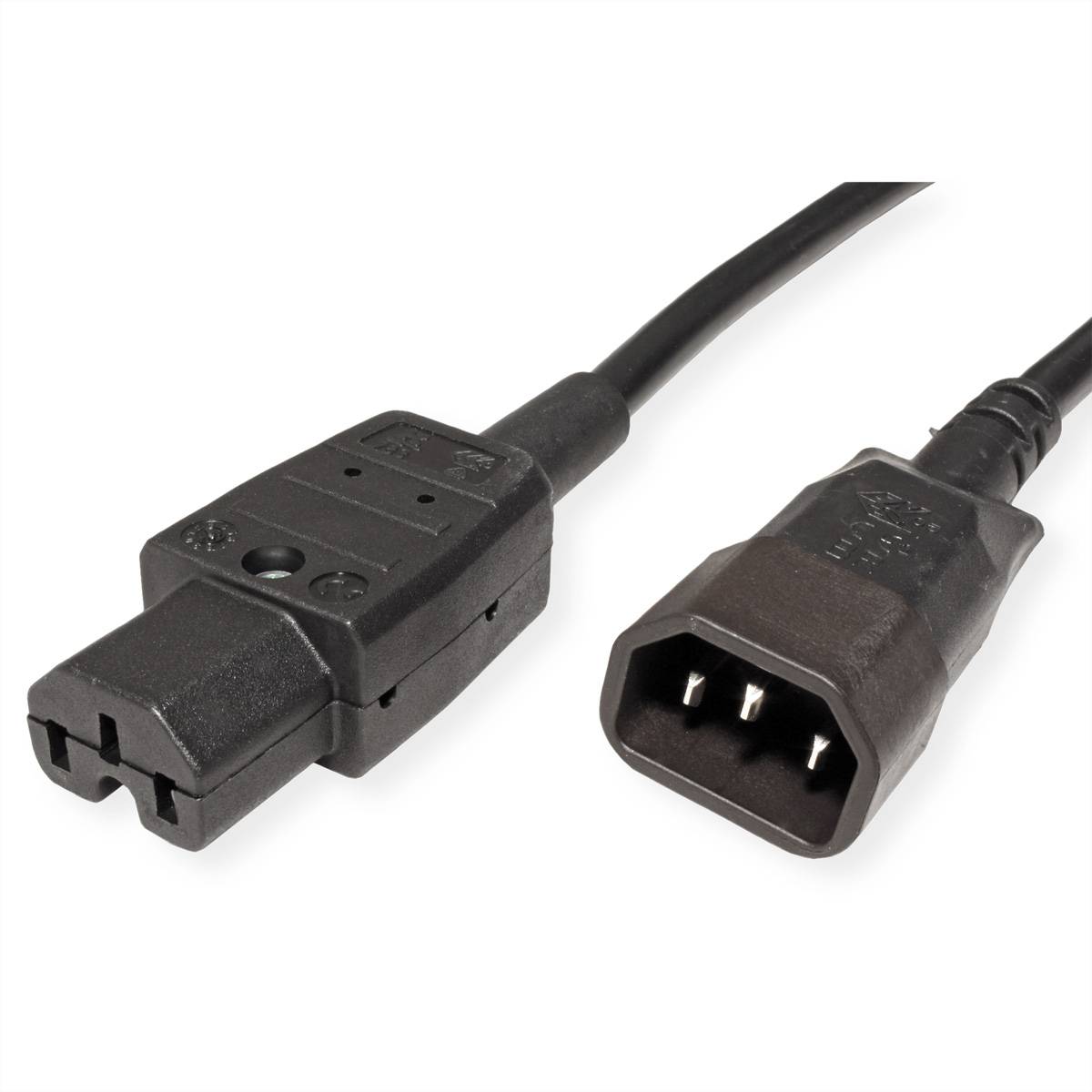 BACHMANN Netzkabel Kaltgerätestecker-Stecker auf Warmgeräte-Kupplung, IEC320 C14/C15, schwarz, 1,5 m-1