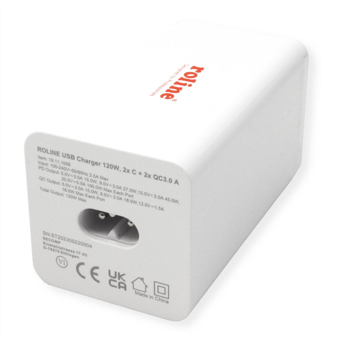 ROLINE USB Charger, 4 Port (2x USB-C, 2x USB-A QC3.0), max. 120W-2