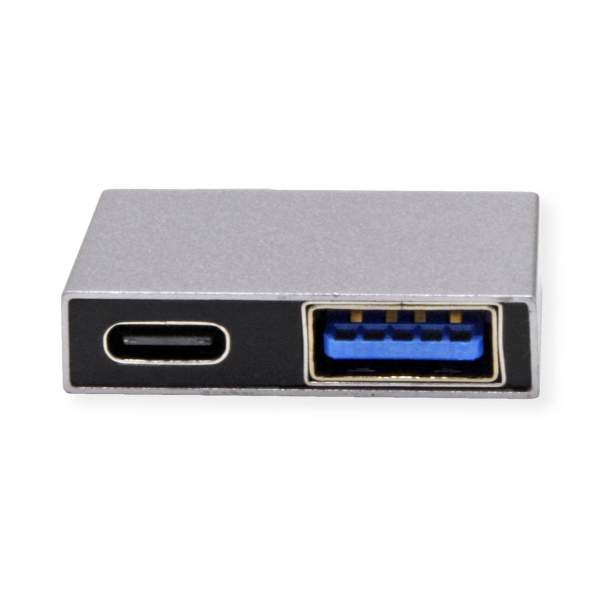 ROLINE USB 3.2 Gen 2 Adapter, 2x USB Typ C - 1x Typ A + 1x C, ST/BU, silberfarben-2