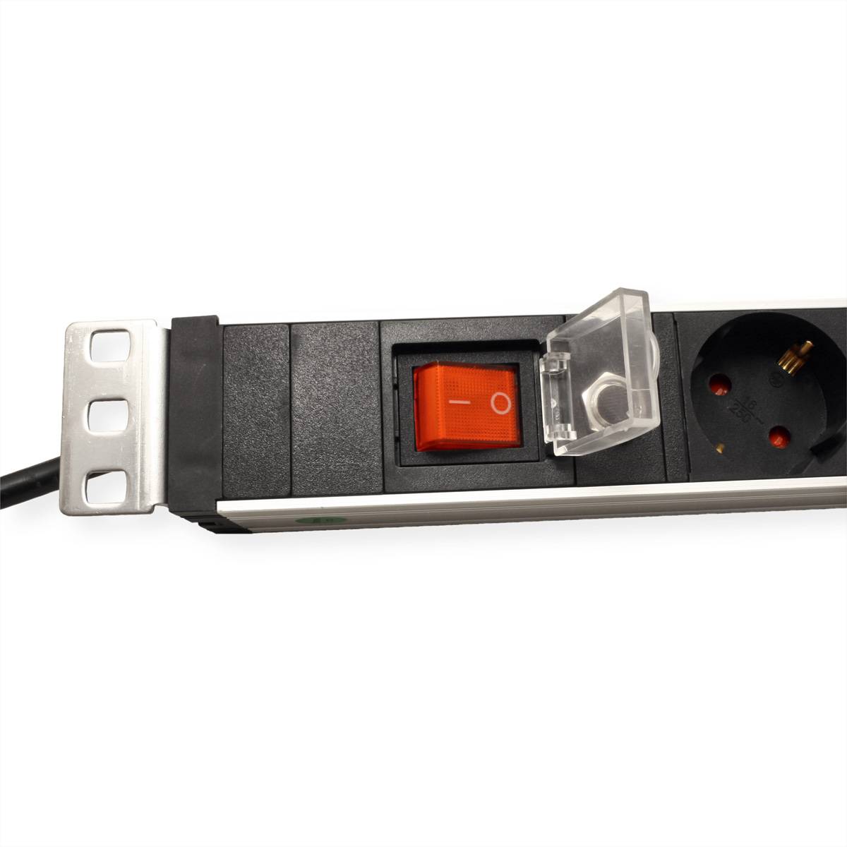 VALUE 19-Zoll-Steckdosenleiste 7fach mit Überlastschutz, 1 HE, Schutzkontakt-Stecker, 2,8 m-2