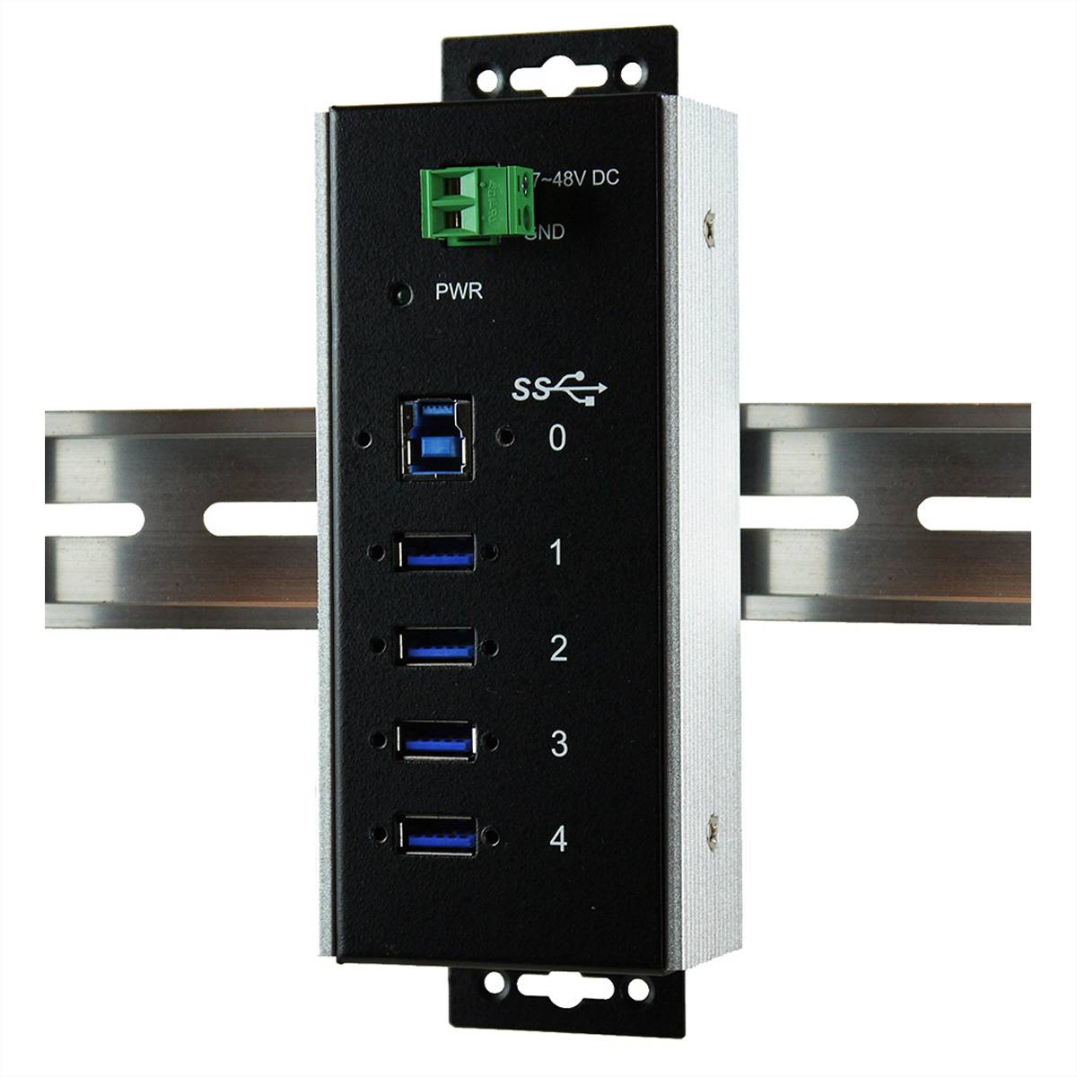 EXSYS EX-1185HMVS-WT USB3.0 Metall Hub 4 Ports Din Rail Temperaturber. -40°C bis 85°C-0