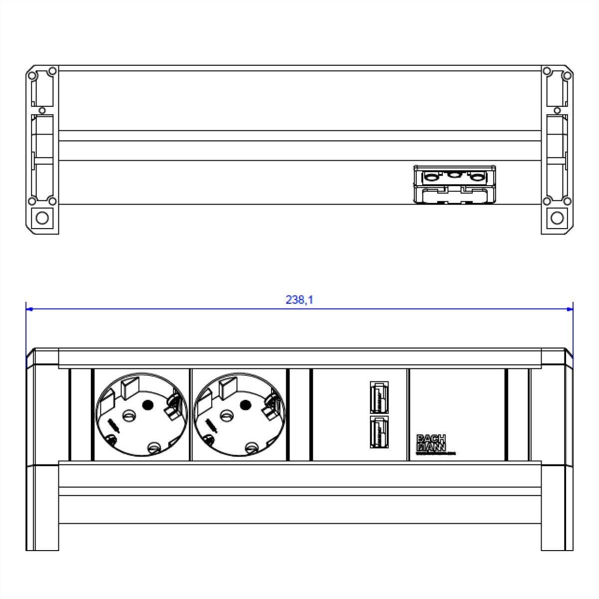BACHMANN DESK 2x Schutzkontakt 1x USB Charger-1