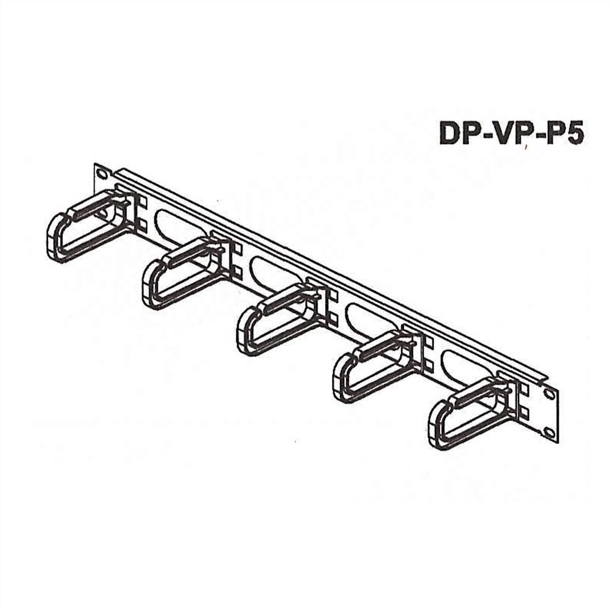 CONTEG 19"-Kabelführung 1 HE mit 5 Kabelösen 40 x 80 mm-1