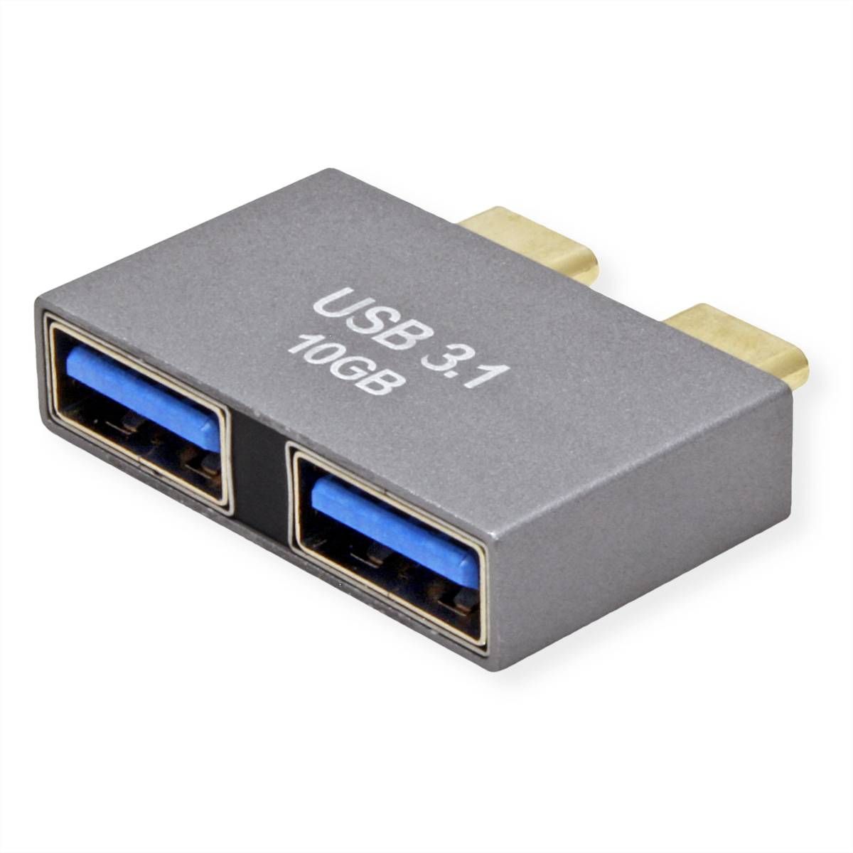 ROLINE USB 3.2 Gen 2 Adapter, 2x USB Typ C - 2x Typ A, ST/BU, silberfarben-3