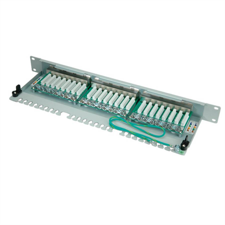 Telegärtner J02023B0017 24 Port Netzwerk-Patchpanel 483 mm (19") CAT 5e 1 HE Grau Bestückt-1