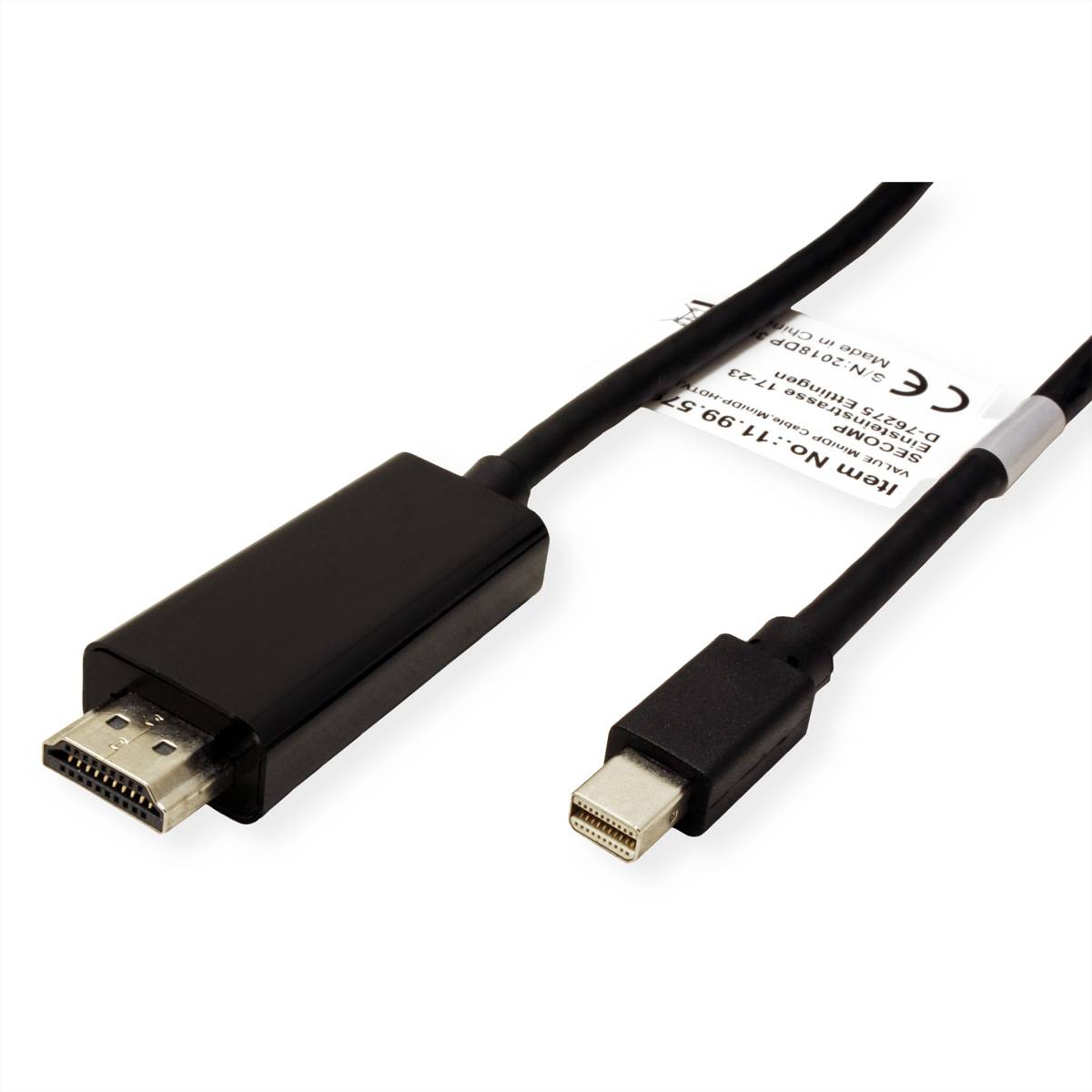 VALUE Mini DisplayPort Kabel, Mini DP-HDTV, ST/ST, schwarz, 1 m-2