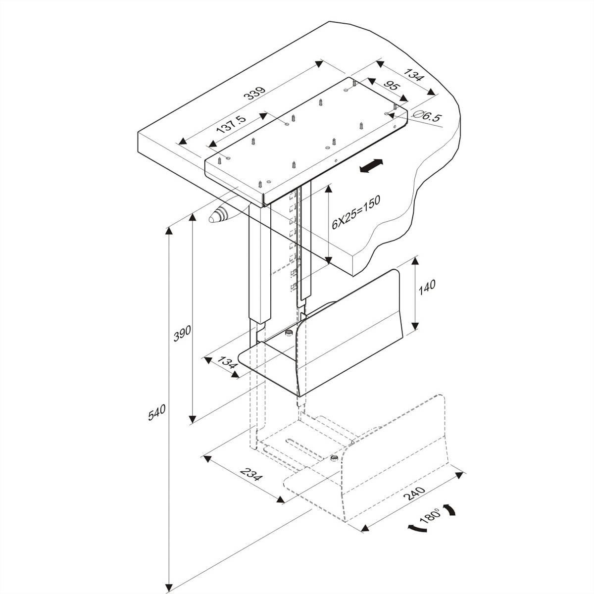 ROLINE PC-Halterung dreh- und ausziehbar, bis 30 kg, silberfarben-4