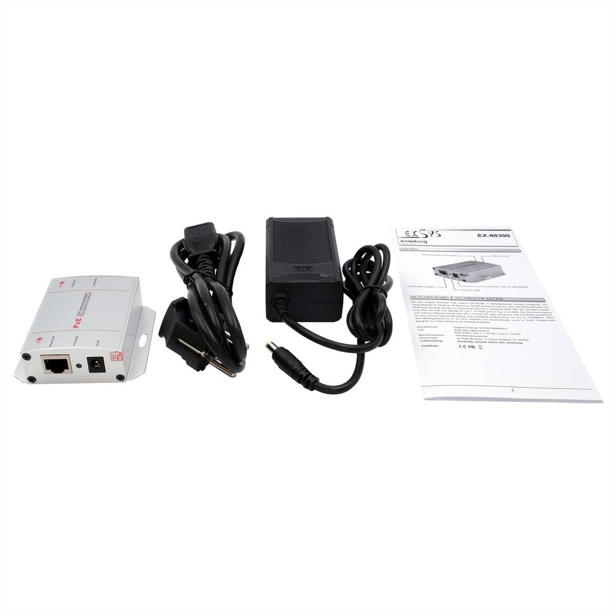 EXSYS EX-60300 PoE+ Gigabit Injektor 30W-2
