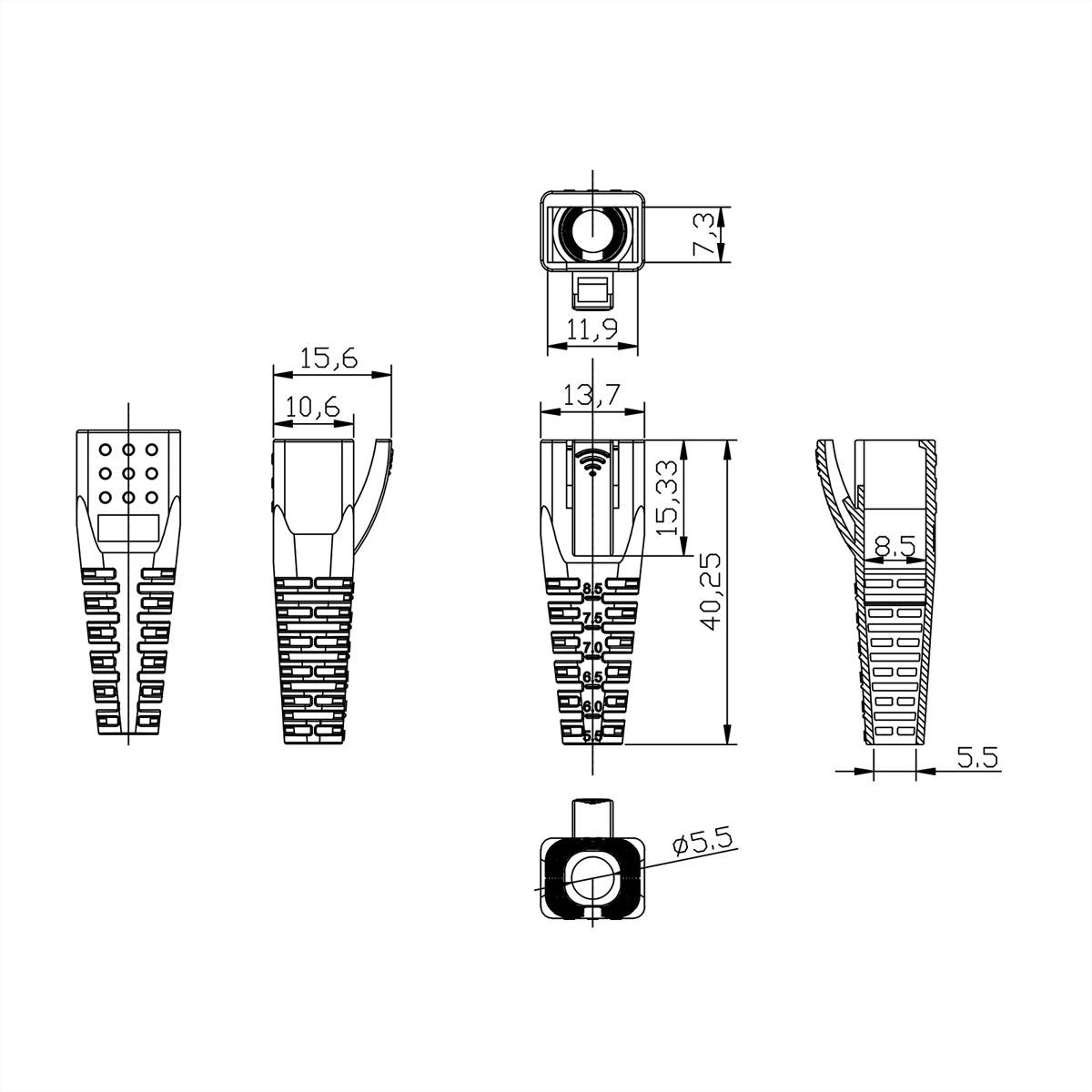 ROLINE Knickschutztülle für RJ-45, 10 Stck, grau-4