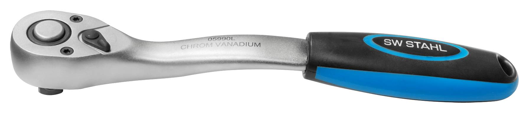 SW-Stahl 05990L Umschaltknarre 1/2 Zoll I feinverzahnt mit 72 Zähnen I ergonomische Ratsche I Einsatzarretierung I Chrom-0