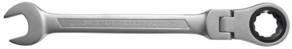 SW-Stahl 03530L-27 Gabelringratschenschlüssel 27 mm I Ringschlüssel mit Gelenk I 72 Zähne I Maulschlüssel mit Ringratsch