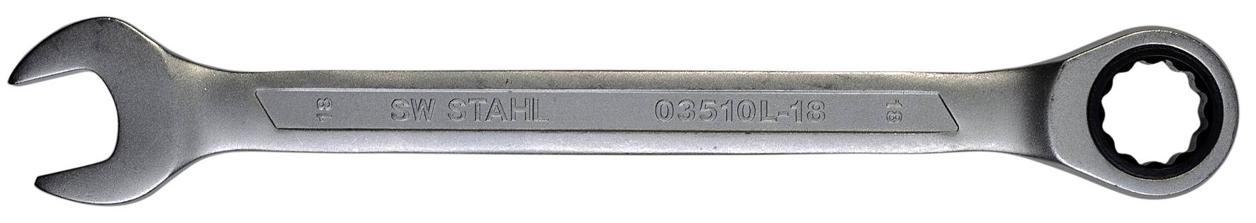 SW-Stahl 03510L-18 Gabelringratschenschlüssel 18 mm I feinverzahnt mit 72 Zähnen I Maulschlüssel mit Ringratsche I Ringr-0