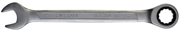 SW-Stahl 03510L-18 Gabelringratschenschlüssel 18 mm I feinverzahnt mit 72 Zähnen I Maulschlüssel mit Ringratsche I Ringr