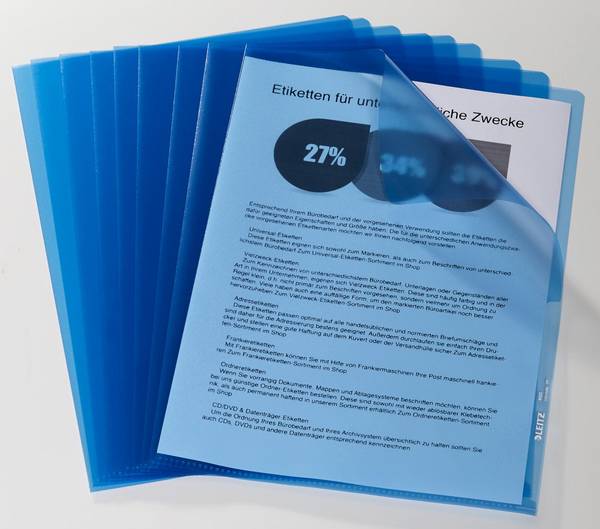Leitz Sichthülle 40000035 A4 0,13mm PP blau 100 St./Pack.