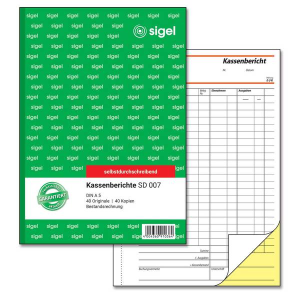 sigel Formularbuch "Kassenbericht/Bestandsrechnung", A5