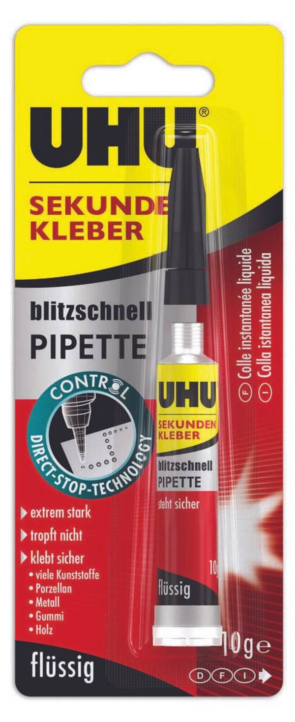 UHU Sekundenkleber, Schwarz, Rot, Gelb, 1 Stück(e), 3 g