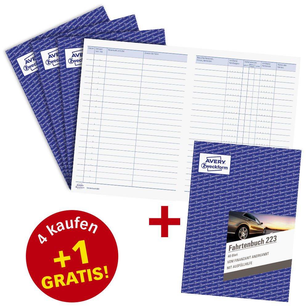 Fahrtenbuch, Pkw mit Jahresabrechnung Formularbuch + GRATIS 1 St.-0