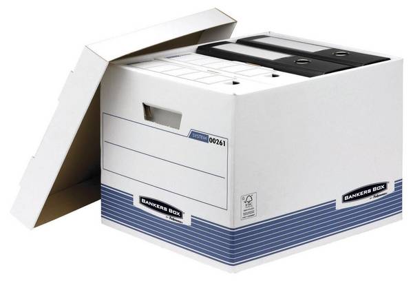 Bankers Box Archivboxen weiß/blau 33,5 x 40,4 x 29,2 cm 0026101
