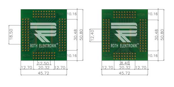 Roth Elektronik RE470-03 IC-Adapterplatine FR4 50,8 x 45,7 mm 1,5 mm zweiseitig RM 2,54 Ø 1 mm 35 µm