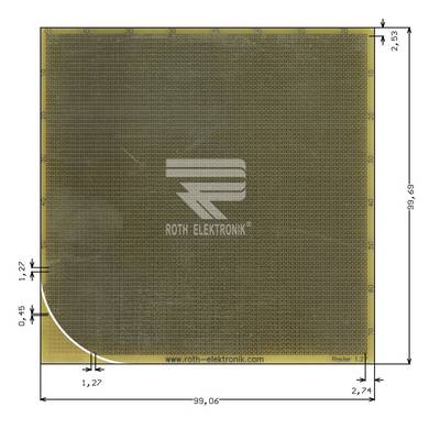 Roth Elektronik RE014-LF Laborkarte FR4 100 x 99,1 mm 1,5 mm einseitig RM 1,27 Ø 0,45 mm 35 µm-0