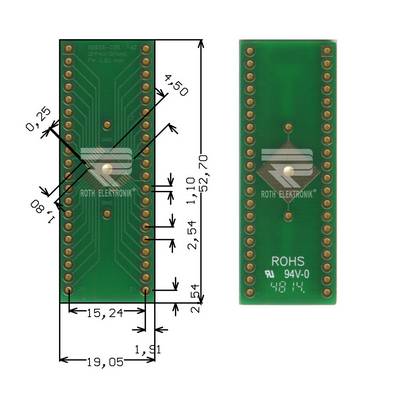 Roth Elektronik RE935-03R IC-Adapterplatine FR4 52,7 x 19,0 mm 1,5 mm zweiseitig RM 2,54 Ø 1,1 mm 35 µm-0