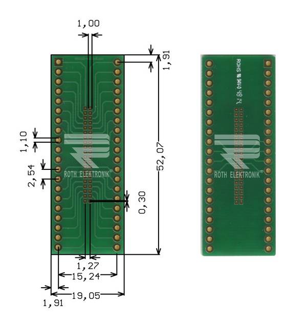 Roth Elektronik RE937-05 IC-Adapterplatine FR4 52,1 x 19,0 mm 1,5 mm zweiseitig RM 1,27 Ø 1,1 mm 35 µm