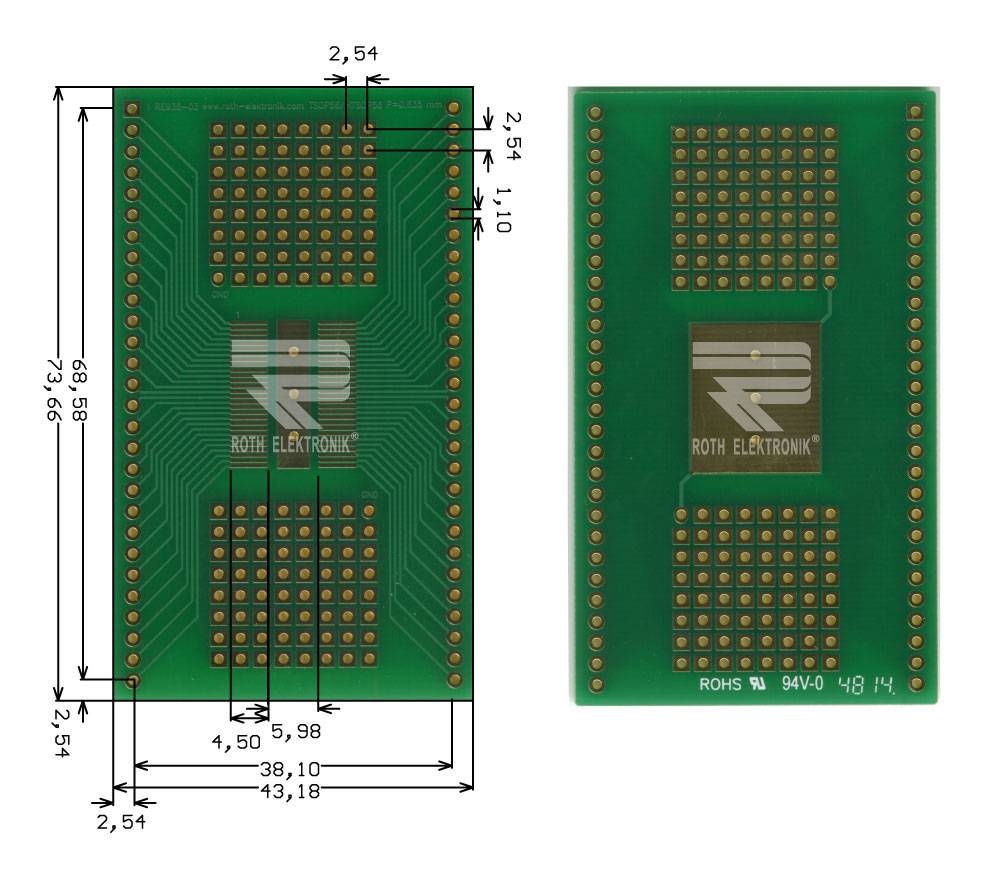 Roth Elektronik RE936-03 IC-Adapterplatine FR4 43,2 x 73,7 mm 1,5 mm zweiseitig RM 2,54 Ø 1,1 mm 35 µm-0