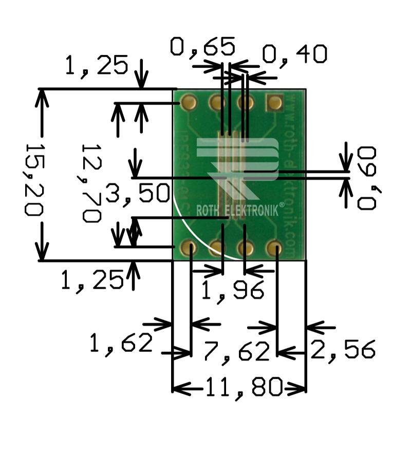 Roth Elektronik RE933-01ST IC-Adapterplatine FR4 15,2 x 11,8 mm 1,5 mm zweiseitig RM 2,54 Ø 1,1 mm 35 µm-0