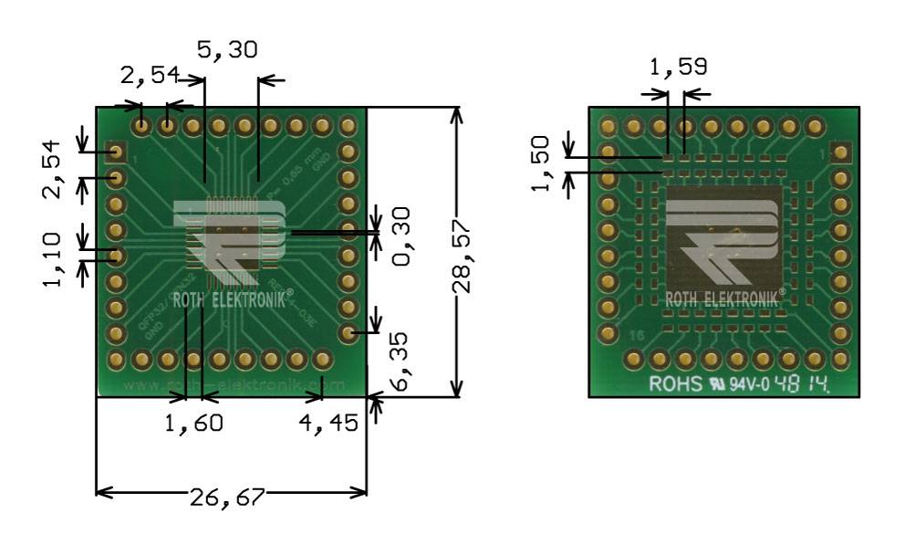 Roth Elektronik RE934-03E IC-Adapterplatine FR4 28,6 x 26,7 mm 1,5 mm zweiseitig RM 2,54 Ø 1,1 mm 35 µm-0