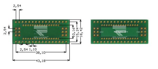 Roth Elektronik RE916 IC-Adapterplatine FR4 18,4 x 43,2 mm 1,5 mm zweiseitig RM 2,54 Ø 1,1 mm 35 µm