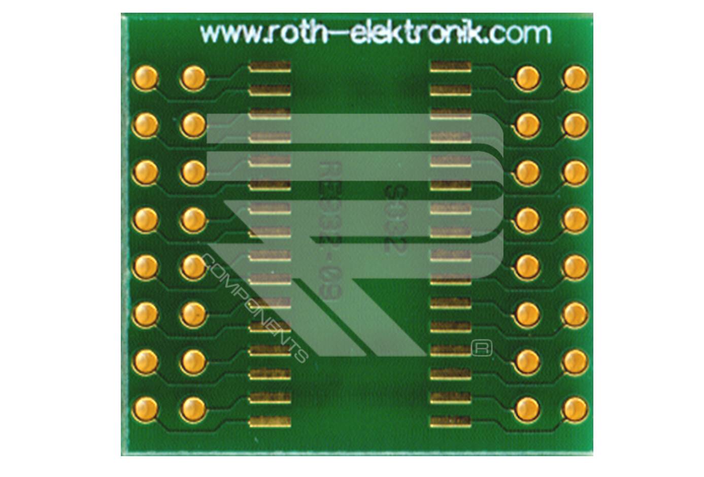 Roth Elektronik RE932-09 IC-Adapterplatine FR4 25,4 x 23,8 mm 1,5 mm zweiseitig RM 2,54 Ø 1,1 mm 35 µm-0