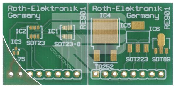 Roth Elektronik RE901 IC-Adapterplatine FR4 46,7 x 22,9 mm 1,5 mm einseitig RM 2,54 Ø 1 mm 35 µm