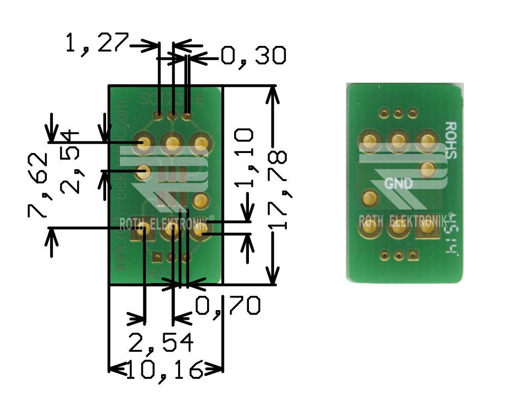 Roth Elektronik RE910 IC-Adapterplatine FR4 17,8 x 10,2 mm 1,5 mm zweiseitig RM 1,27 Ø 1,1 mm 35 µm-0