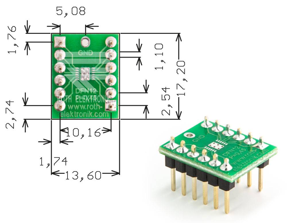 Roth Elektronik RE969-08PIN IC-Adapterplatine FR4 17,2 x 13,6 mm 1,5 mm zweiseitig RM 2,54 Ø 1,1 mm 35 µm-0