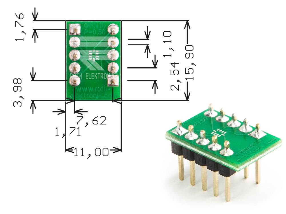 Roth Elektronik RE969-09PIN IC-Adapterplatine FR4 15,9 x 11,0 mm 1,5 mm zweiseitig RM 2,54 Ø 1,1 mm 35 µm-0