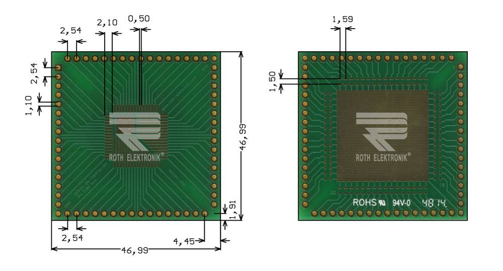 Roth Elektronik RE934-06E IC-Adapterplatine FR4 47,0 x 47,0 mm 1,5 mm zweiseitig RM 2,54 Ø 1,1 mm 35 µm-0