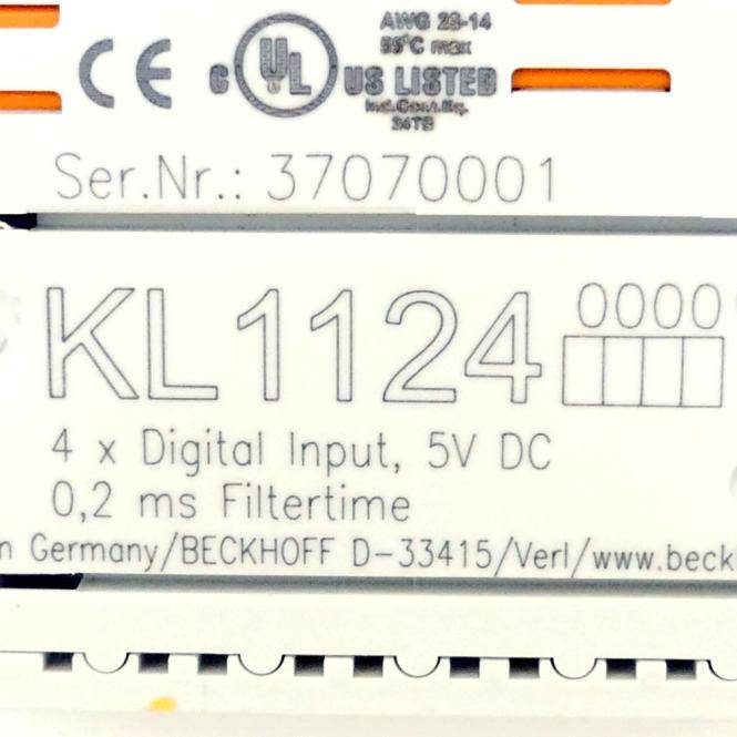 Beckhoff KL1124, Busklemme, 4-Kanal-Digital-Eingang, 5V DC, 0,2 ms-1