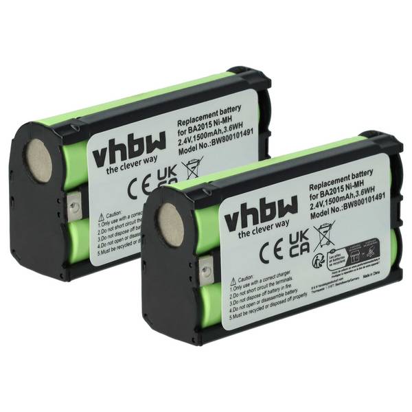 vhbw 2x Akku kompatibel mit Sennheiser EW 335 G2 | EW 335 G3, EW 322 G4, EW 335 G4 Wireless Headset Kopfhörer (1500 mAh