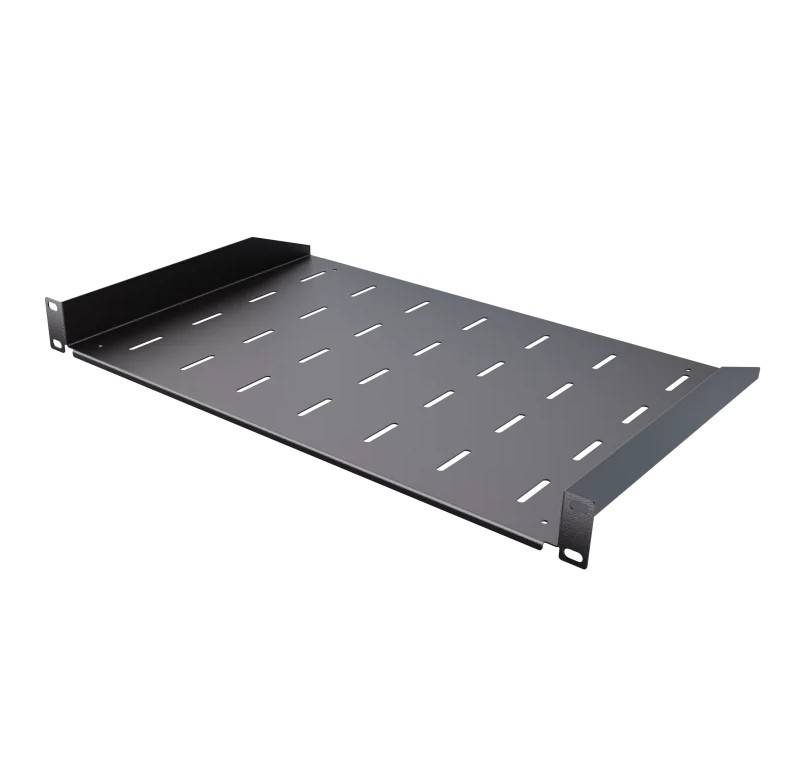 19 Zoll Fachboden 300 mm 1 HE 15 kg Traglast hochwertige Geräteablage Schwarz-0