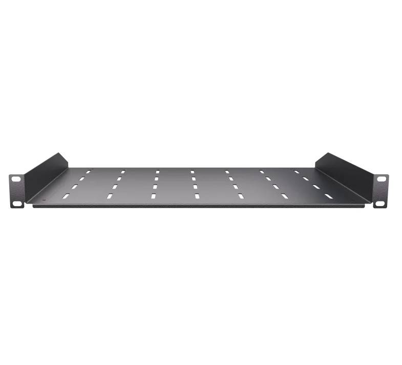 19 Zoll Fachboden 300 mm 1 HE 15 kg Traglast hochwertige Geräteablage Schwarz-1