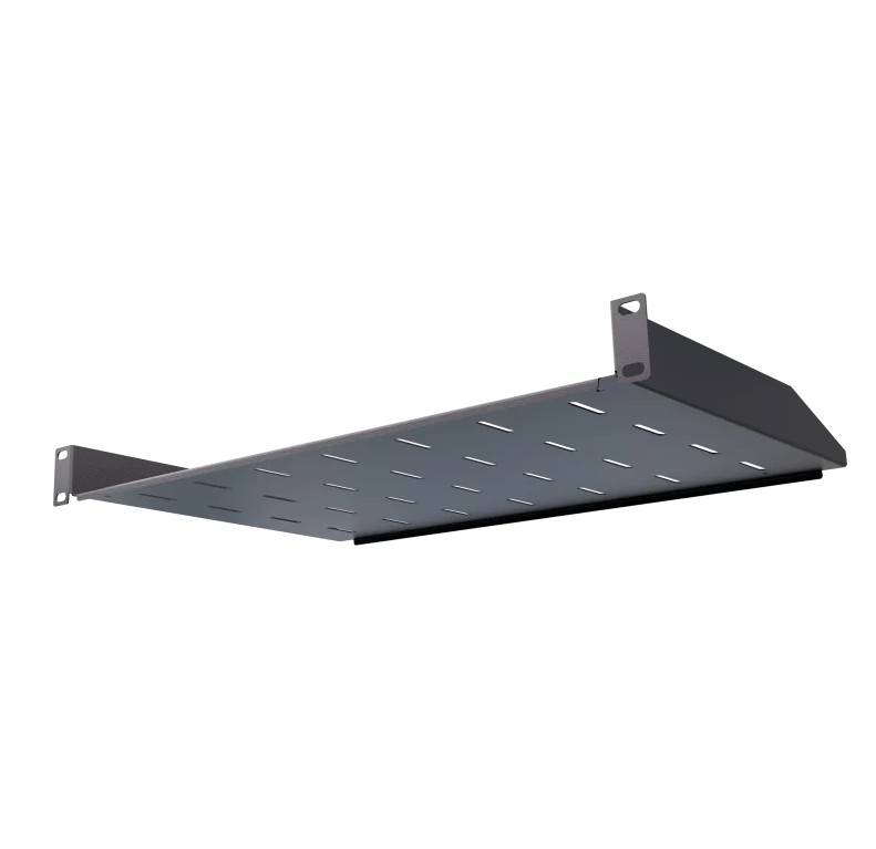 19 Zoll Fachboden 300 mm 1 HE 15 kg Traglast hochwertige Geräteablage Schwarz-3