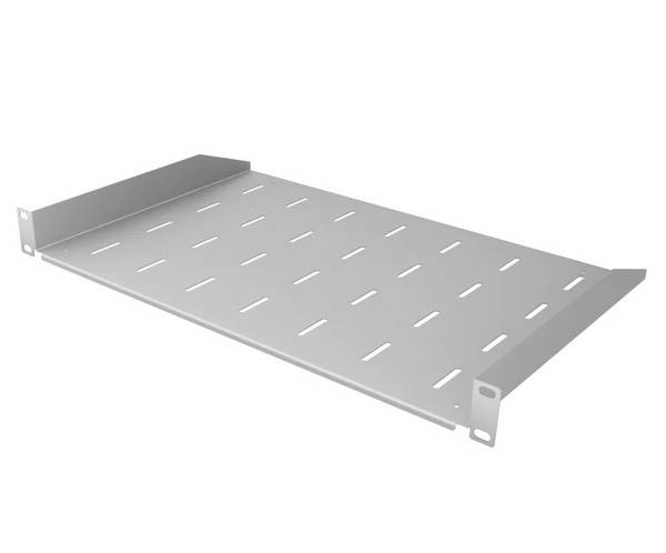 19 Zoll Fachboden 300 mm 1 HE 15 kg Traglast stabile Ablage für Netzwerkschrank Lichtgrau