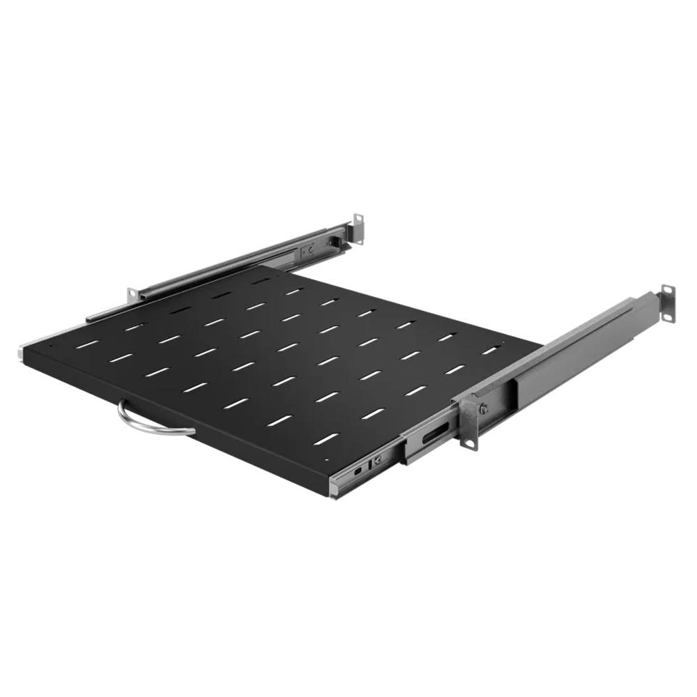 19 Zoll Fachboden ausziehbar Vollauszug 350 mm 30 kg Tragkraft Serverschrank schwarz-0